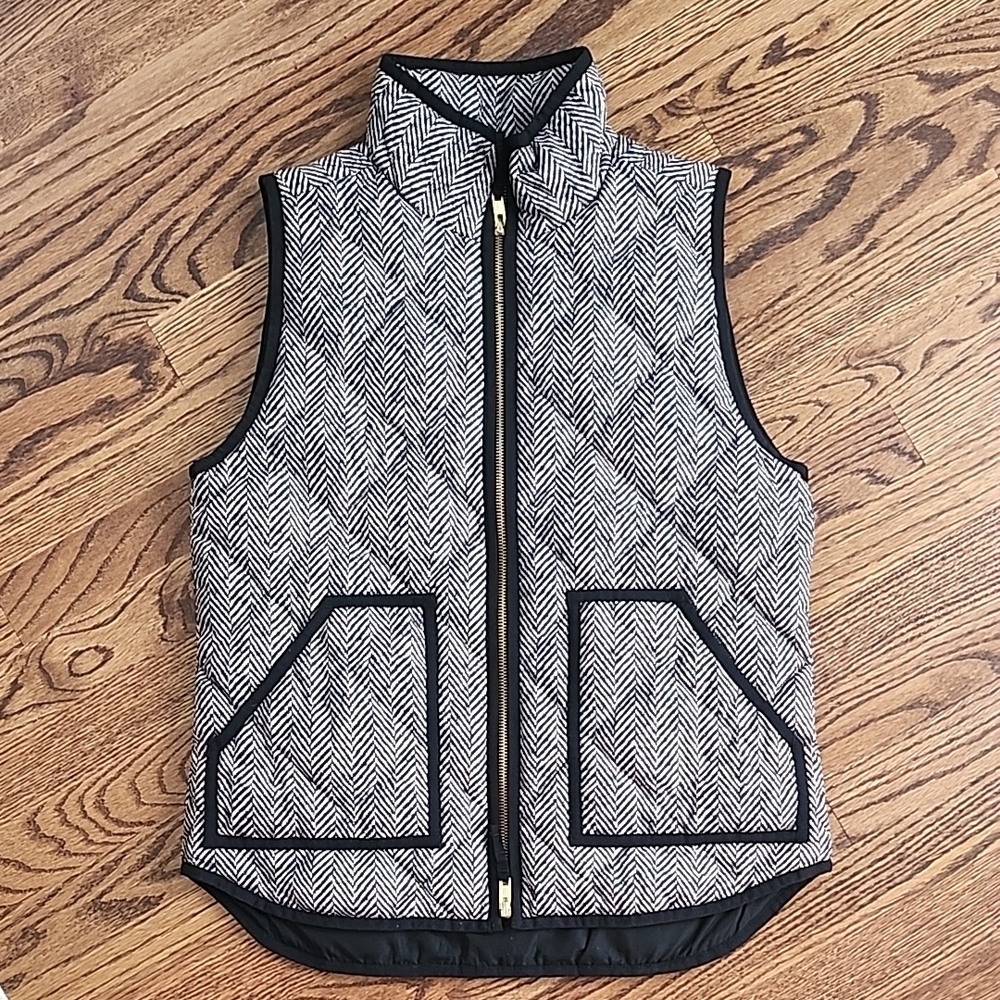Black and White Herringbone Vest